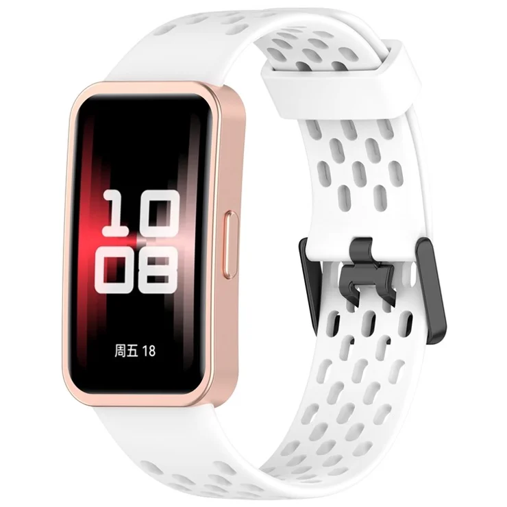 For Huawei Band 9 / 9 NFC / 8 / 8 NFC Replacement Band Adjustable Silicone Watch Strap - White