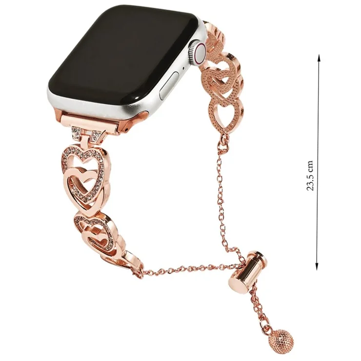 For Apple Watch Series 10 42mm / 9 8 7 41mm / SE (2023) SE (2022) SE 6 5 4 40mm / 3 2 1 38mm Watch Band Zinc Alloy Heart Bracelet - Silver