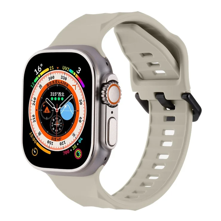 For Apple Watch 10 46mm / Ultra 2 / Ultra 49mm / 9 8 7 45mm / SE (2023) SE (2022) SE 6 5 4 44mm / 3 2 1 42mm Silicone Watch Strap - Starlight