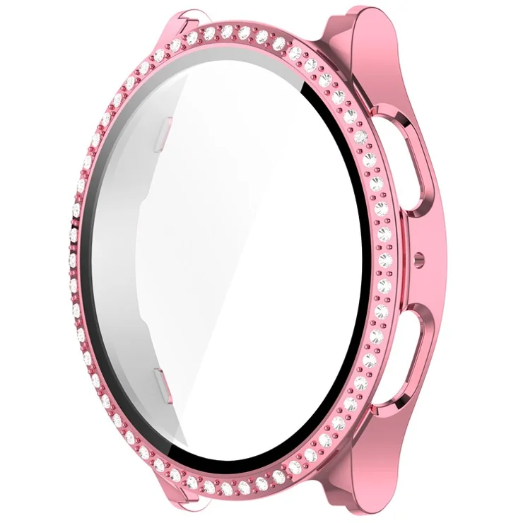 For Samsung Galaxy Watch7 44mm Bling Case Electroplating PC Watch Cover with Built-In Screen Protector - Pink