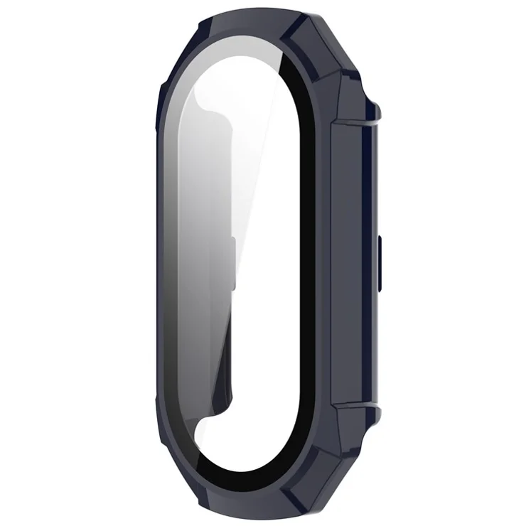 For Xiaomi Smart Band 9 NFC / Smart Band 9 Anti-Scratch Hard PC Watch Case with Tempered Glass Film - Dark Blue