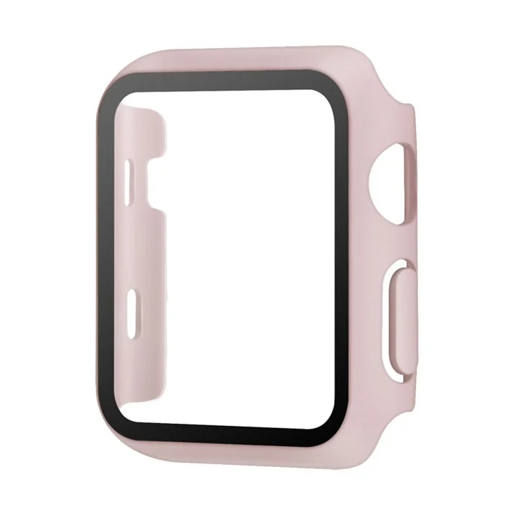 For Apple Watch Series 10 46mm Watch Case Protective Hard PC Cover with Tempered Glass Film - Pink