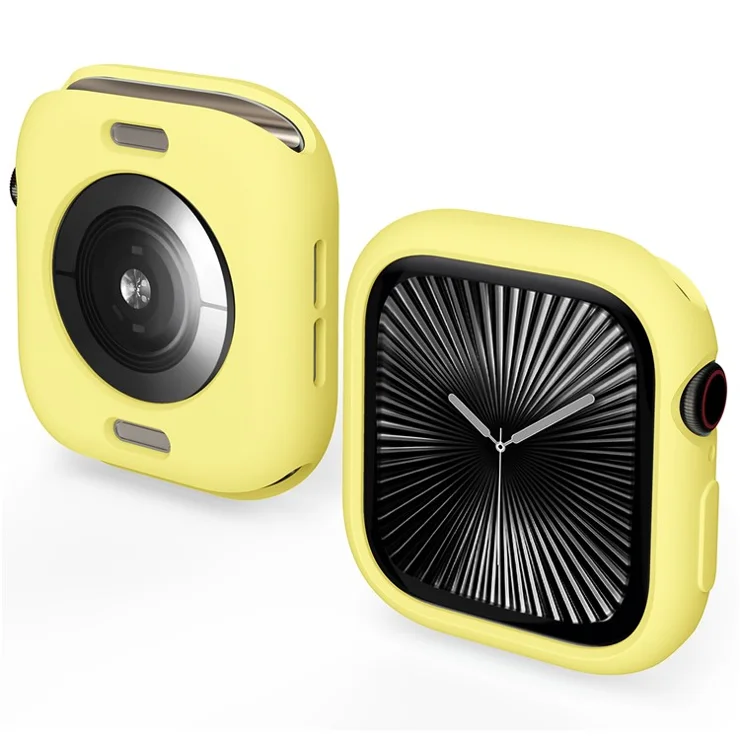 For Apple Watch Series 10 46mm Case Half Wrapped Soft TPU Protective Watch Cover - Yellow