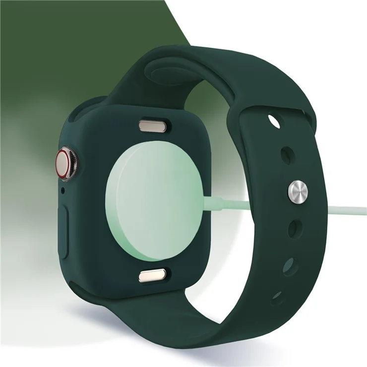 For Apple Watch Series 10 46mm Case Half Wrapped Soft TPU Protective Watch Cover - Blackish Green