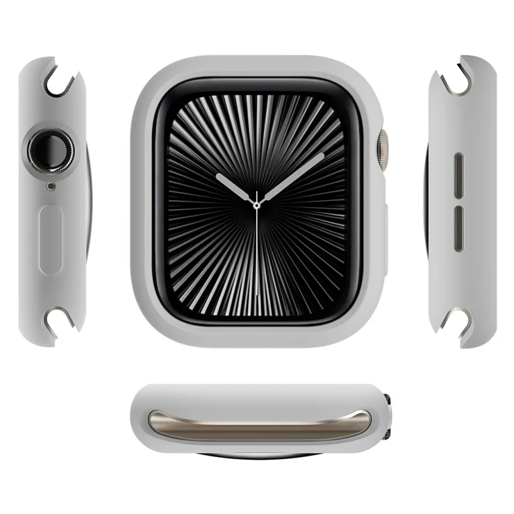 For Apple Watch Series 10 46mm Case Half Wrapped Soft TPU Protective Watch Cover - Light Grey