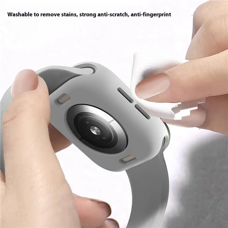 For Apple Watch Series 10 46mm Case Half Wrapped Soft TPU Protective Watch Cover - Light Grey