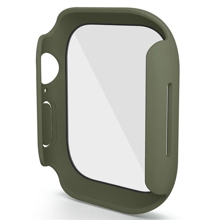 For Apple Watch Series 10 42mm Case Hard PC Watch Cover with Tempered Glass Screen Protector - Dark Green