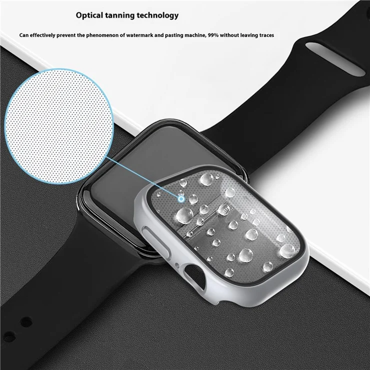 For Apple Watch Series 10 42mm Case Hard PC Watch Cover with Tempered Glass Screen Protector - Bright Silver