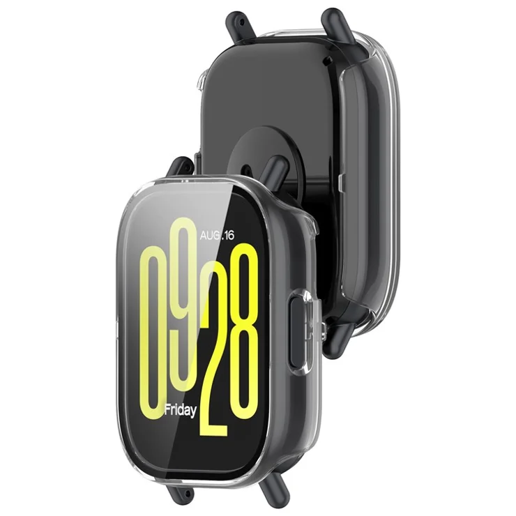 For Xiaomi Redmi Watch 5 Active Case Protective Hard PC Watch Cover with Tempered Glass Film - Transparent