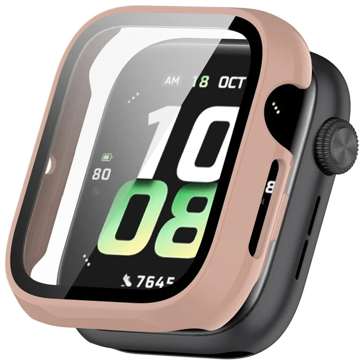 For Honor Watch 5 Case Hard PC All-Around Watch Cover with Tempered Glass Film - Pink