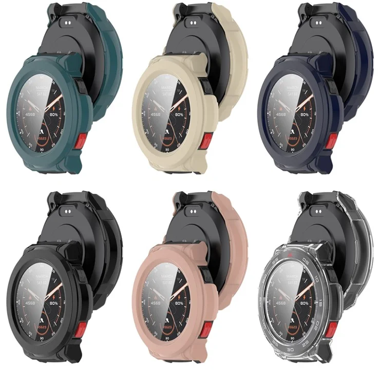 For Mibro Watch GS Pro Case Hard PC All Around Watch Cover with Tempered Glass Film - Pink