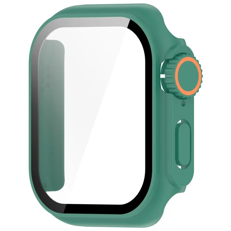For Apple Watch Series 10 42mm Protective Case Instant Transformation Ultra 2 Hard PC Watch Cover with Tempered Glass Screen Film - Green