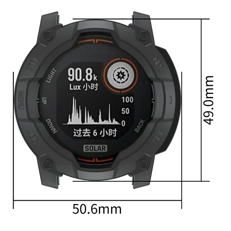 For Garmin Instinct 3 Solar 45mm Protective Case Rugged Armor TPU Shell Watch Cover - Black