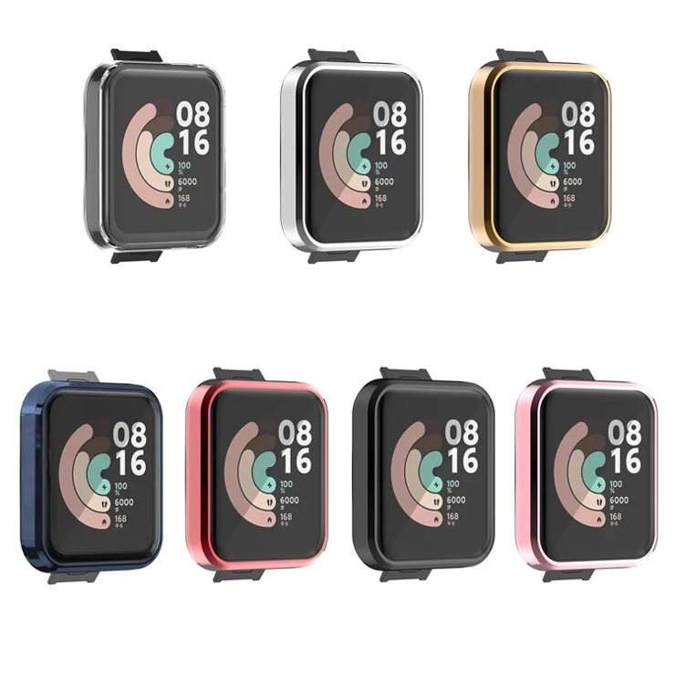Full Coverage Soft TPU Smart Watch Protective Case with Screen Protector for Xiaomi Mi Watch Lite/Redmi Watch - Black