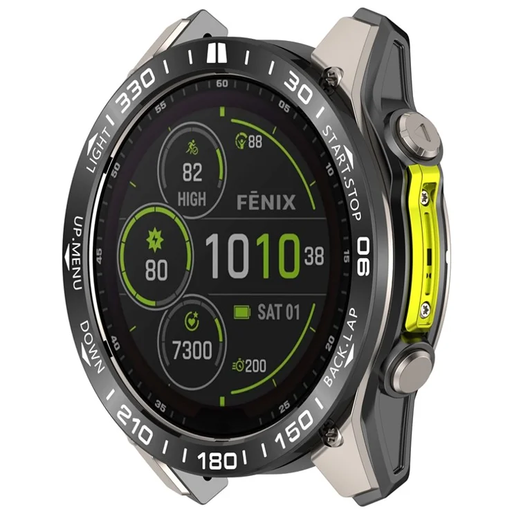 For Garmin Fenix 8 43mm AMOLED Version Stainless Steel Bezel Scratch Resistant Protective Ring - Black+White