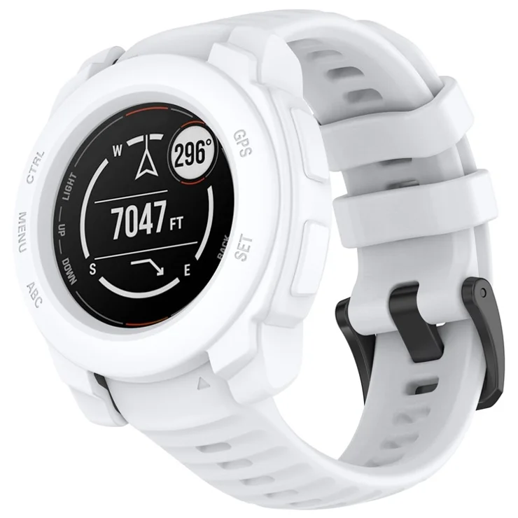 For Garmin Instinct E 40mm Watch Case Silicone Shockproof Bumper Frame - White