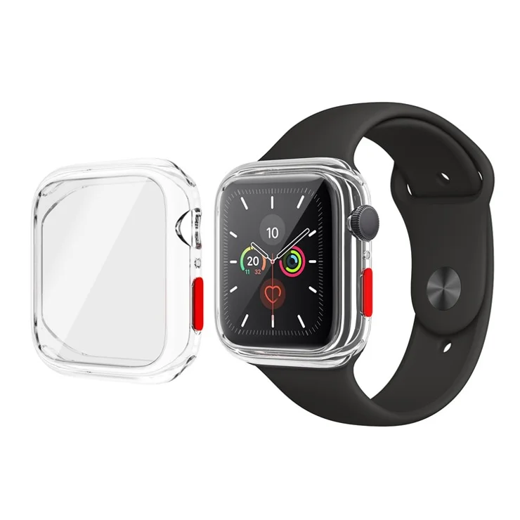 TPU + Tempered Glass Watch Protector Cover for Apple Watch Series 4 / 5 / 6 44mm / SE 44mm / SE (2022) 44mm - Transparent