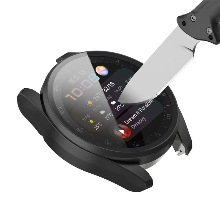 For Huawei Watch 3 Pro Full Coverage PC Protective Cover with Tempered Glass Hard Screen Protector - Dark Blue