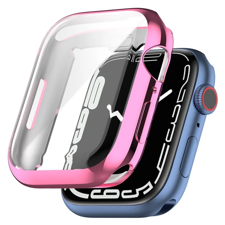 Electroplating TPU Watch Cover Full Protective Case for Apple Watch Series 9 / 8 / 7 41mm - Pink