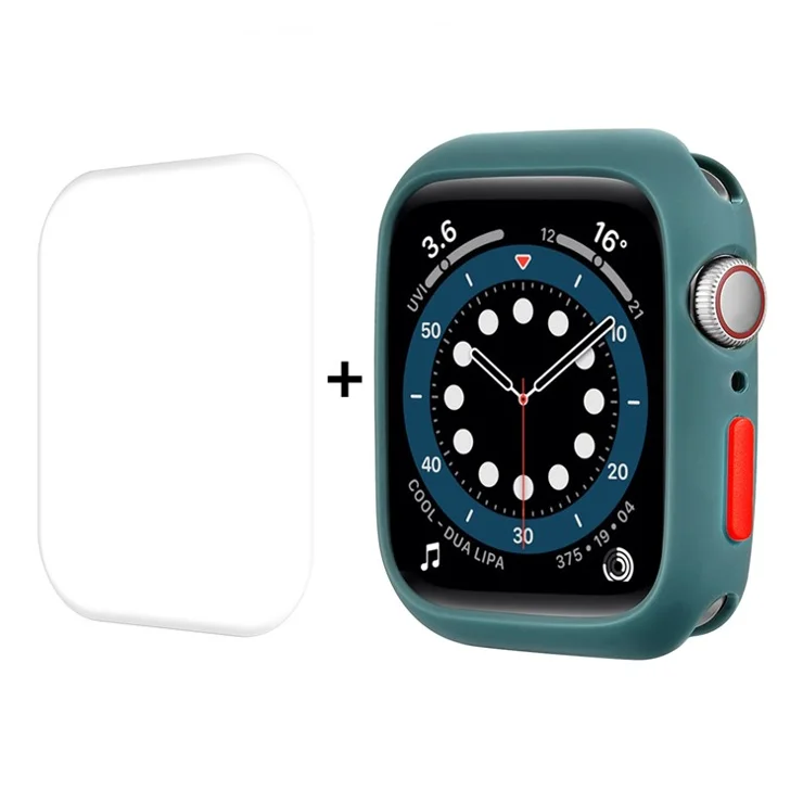 ENKAY HAT PRINCE TPU Watch Case Shell with Curved PET Full Size Screen Protector for Apple Watch Series 9 / 8 / 7 41mm - Green