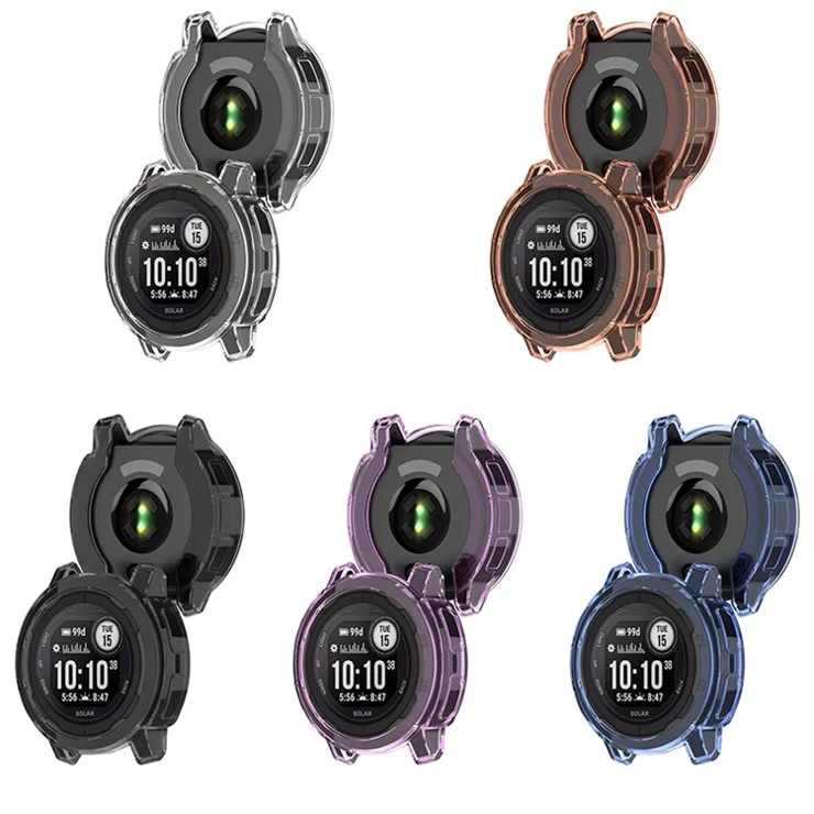 For Garmin Instinct 2 Transparent TPU Hollow Cover Drop Proof Smart Watch Protective Case - Purple