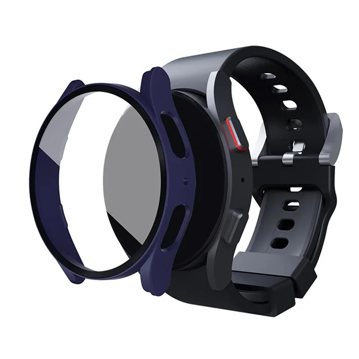 For Samsung Galaxy Watch FE / Watch6 / Watch5 / Watch4 40mm Hard PC Watch Cover with Tempered Glass Screen Protector - Midnight Blue