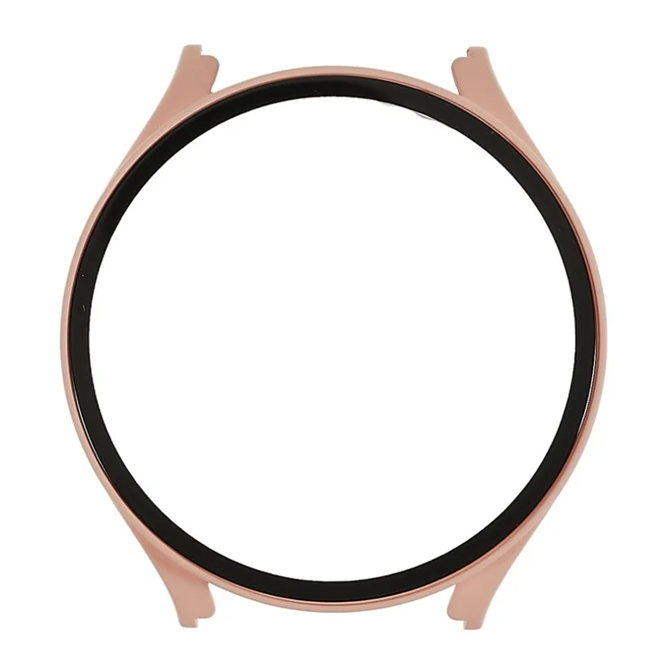 Rubberized Hard PC Case for Samsung Galaxy Watch 5 44mm Anti-Scratch Smart Watch Protective Case with Tempered Glass Screen Protector - Pink