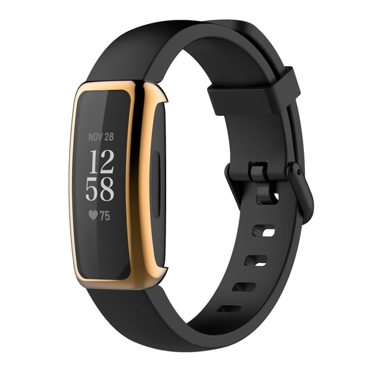 For Fitbit Inspire 3 Electroplating TPU Case with Screen Protector Scratch Resistant Smart Watch Case - Rose Gold