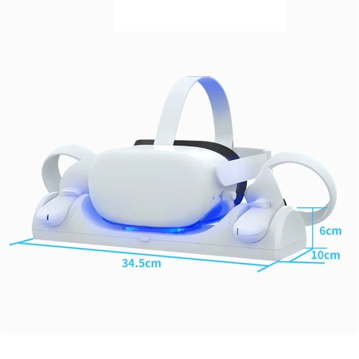 AOLION Q006 Multifunctional Charging Dock for Oculus Quest 2 VR Headset Charging Stand with Colorful Light - EU Plug