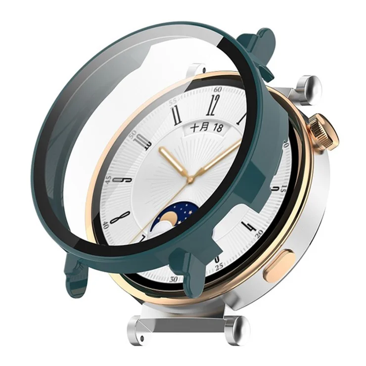 ENKAY Hat Prince For Huawei Watch GT 4 46mm Full Cover PC Watch Case with HD Tempered Glass Film - Dark Green