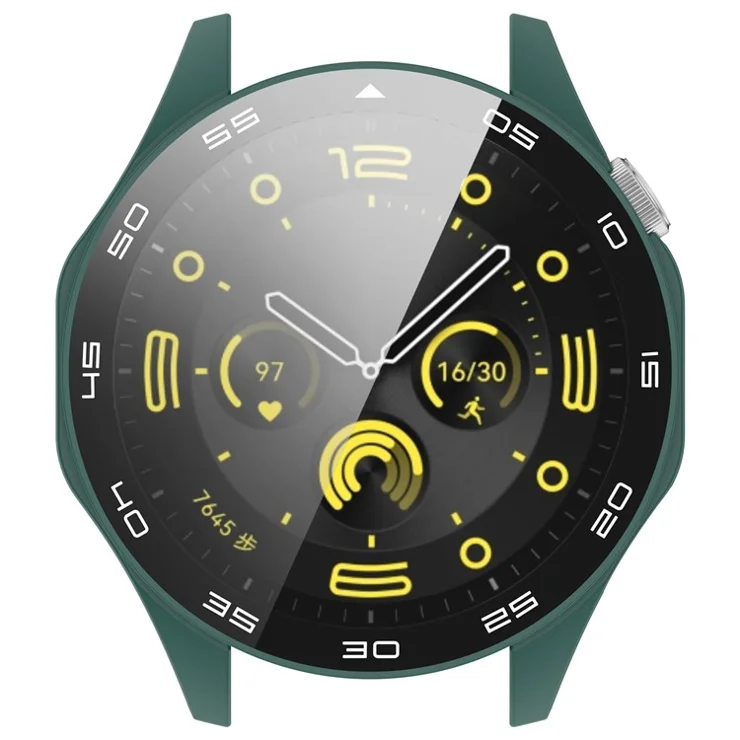 For Huawei Watch GT 4 46mm Watch Case Tempered Glass Screen Protector PC Frame Cover with Dial Plate - Green