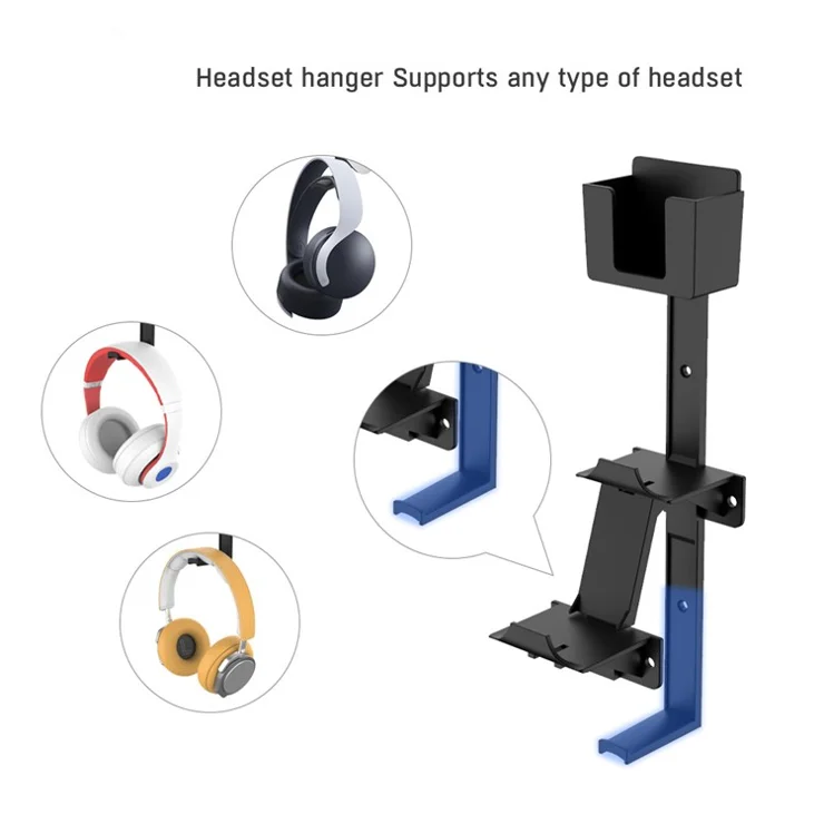 JYS JYS-P5125 For PS5 / PS4 / Xbox / Nintendo Switch Wall Mount ABS Storage Stand Headphone Gamepad Rack - Black