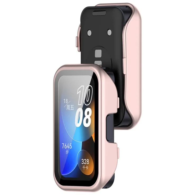 For Huawei Band 10 / Band 10 NFC / Band 9 / Band 9 NFC / Band 8 / Band 8 NFC Hard PC Watch Cover with Tempered Glass - Pink