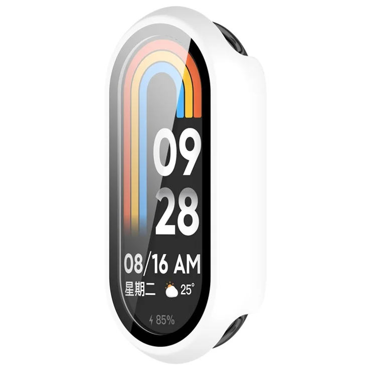 For Xiaomi Smart Band 8 / 8 NFC PC Case+Glossy Style Tempered Glass Screen Protector - Beige
