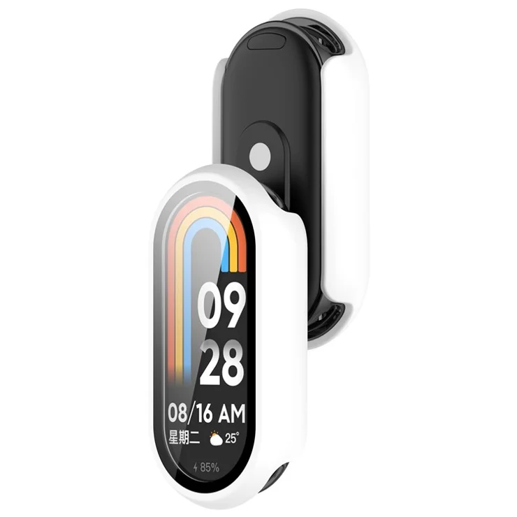 For Xiaomi Smart Band 8 / 8 NFC PC Case+Glossy Style Tempered Glass Screen Protector - Beige