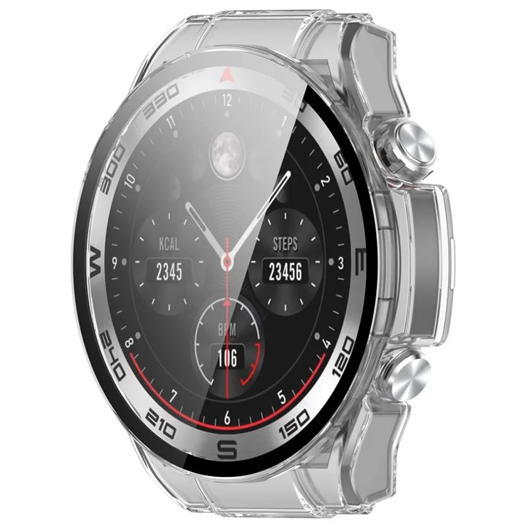 For Haylou Watch R8 Watch Case PC Protective Cover with Tempered Glass Screen Film - Transparent White