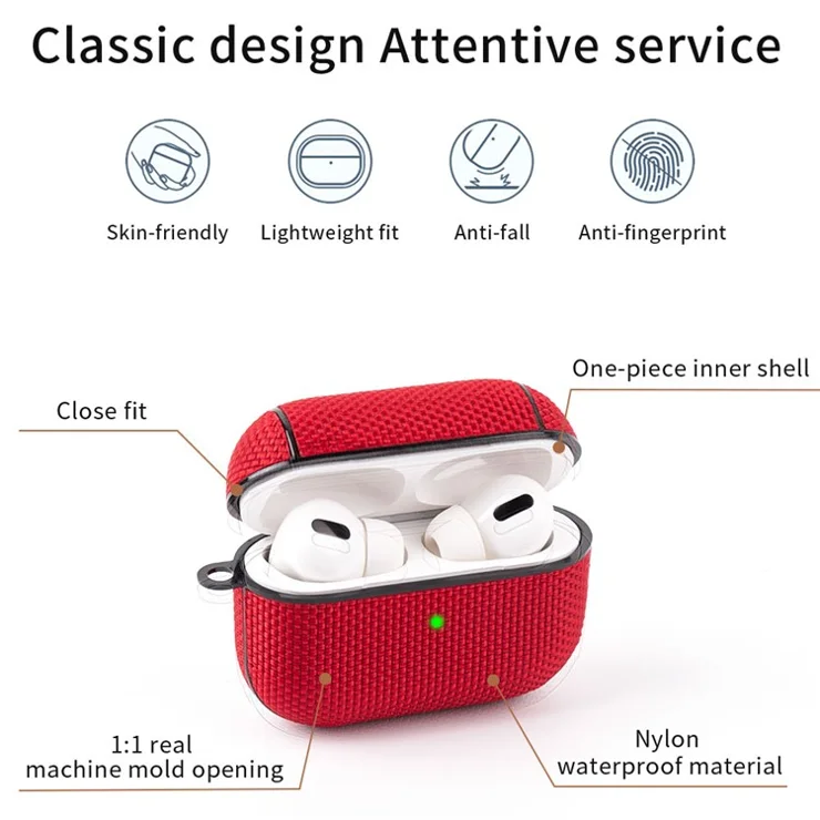 PC + Cloth Bluetooth-compatible Earphone Protection Case Cover with Buckle for AirPods Pro - Blue