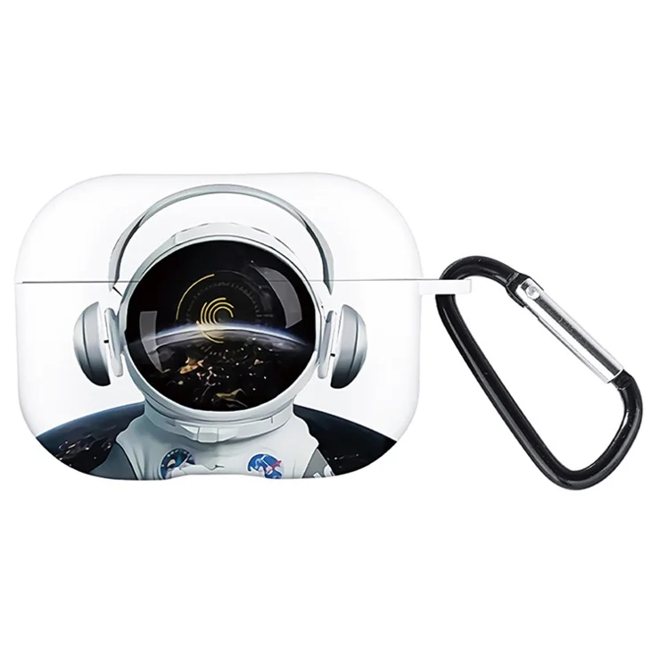 For Apple AirPods Pro Charging Case Cover Pattern Print TWS Earbuds TPU Case - Spaceman / White