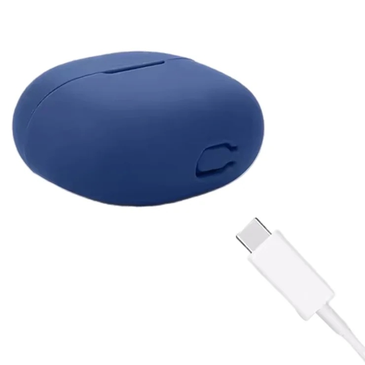 For vivo iQOO TWS 1i Case Soft Silicone Bluetooth-compatible Earphone Protective Cover with Buckle - Dark Blue