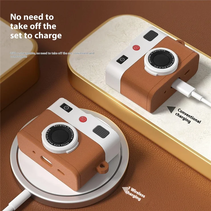 For Apple AirPods Case Retro Camera Design Liquid Silicone