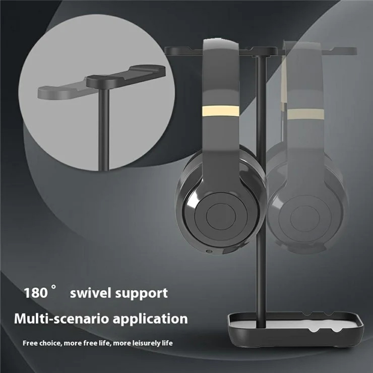 JD080 Detachable Headphone Stand Aluminum Alloy Gaming Headset Phone Holder Rack - Black