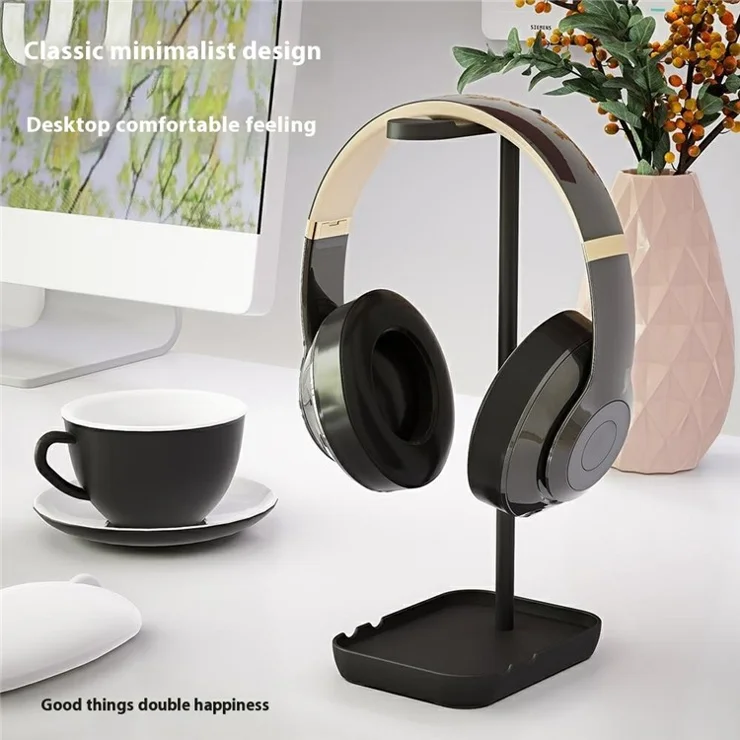 JD080 Detachable Headphone Stand Aluminum Alloy Gaming Headset Phone Holder Rack - Black
