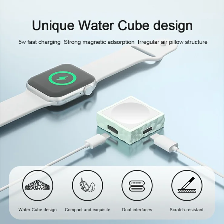 For Apple Watch 5W Fast Wireless Charger Water Cube Portable