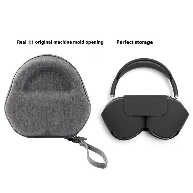 For AirPods Max with USB-C / Max EVA Storage Bag Headphone Carrying Case with 1 Pair Earpad Silicone Case - Sky Blue