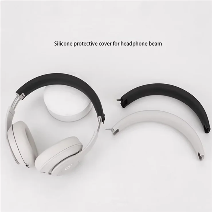 Silicone Headband Cover For Beats Studio Pro Kim Special Edition Headphones Zipper Design Headband Cushion - Black