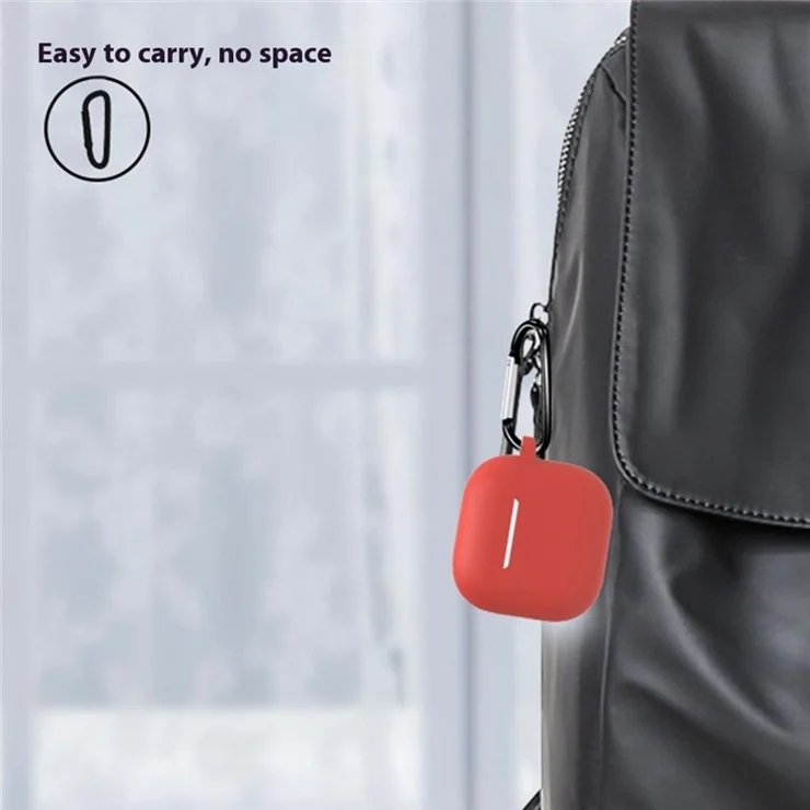 8 Pcs / Set For AirPods 4 Protective Case Set with Anti-Lost Strap Watch Clip Ear Hooks Carabiner Cleaning Brush Grey Bag - Red