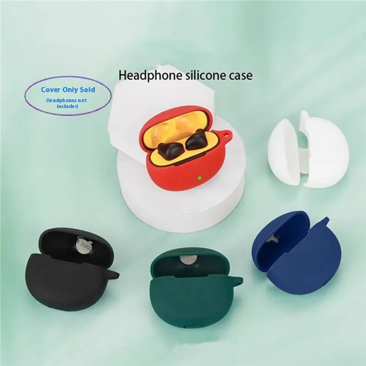 For Realme Buds T01 Silicone Case with Anti Lost Buckle Bluetooth-compatible Earphones Protective Cover - White