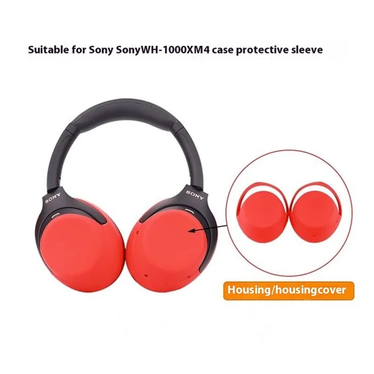 For Sony WH-1000XM3 / WH-1000XM4 Silicone Case Set with Headband Cover Headphone Protective Earpads Caps - Black
