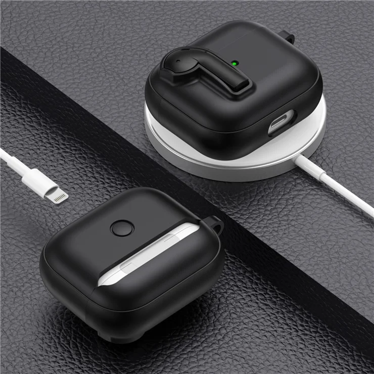 For Apple AirPods 3 Case Colorful Lock Buckle Shockproof TPU + PC Earphone Cover with Carabiner - White / Yellow