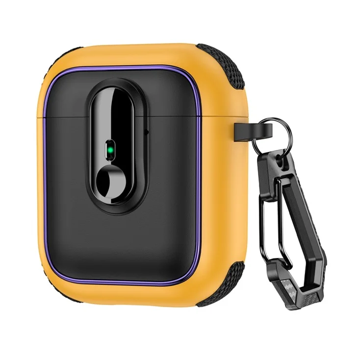 Earphone Case For Apple AirPods with Charging Case (2016) / (2019) / AirPods with Wireless Charging Case (2019) TPU + PC Cover - Black / Yellow